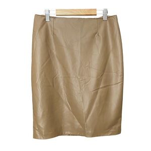 LUISA SPAGNOLI NWT Made in Italy Faux Leather Pencil Skirt, Tan, Size 6/IT 42